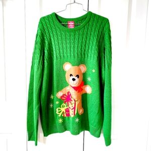 Teddy Bear Christmas‎ Presents Green "Ugly" Sweater XL Holiday